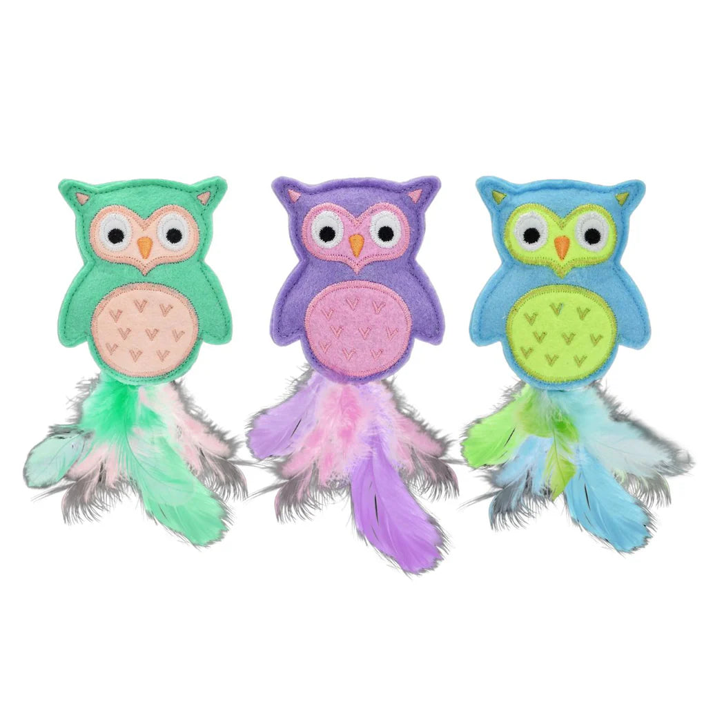 Multipet Assorted Felt Owl Cat Toy