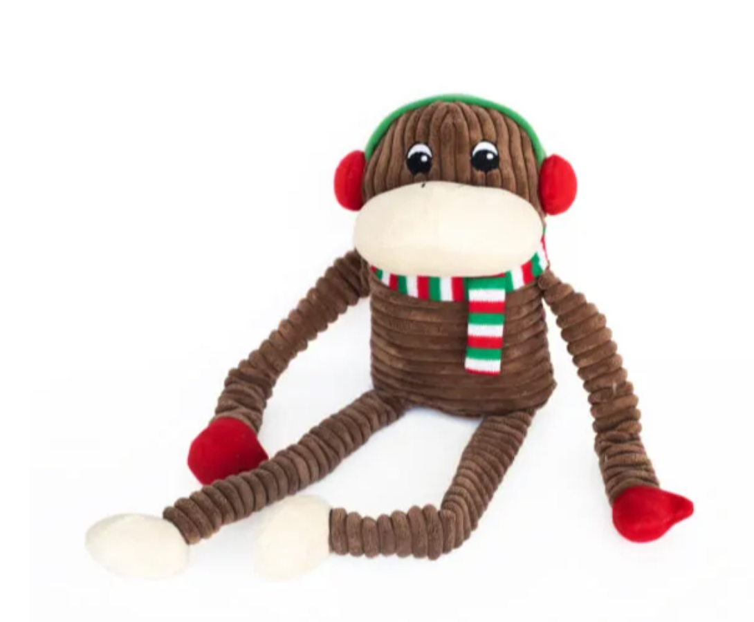 Zippy Paws Holiday Crinkle Monkey XL